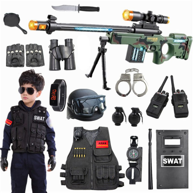 Children's police toy gun full set real-life chicken equipment special ...