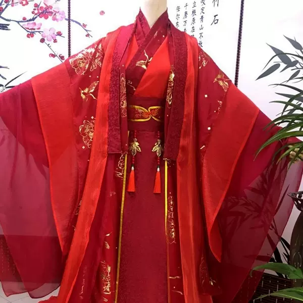 魔道祖师cos 忘羡婚服红金色古风婚服魏无羡cos 蓝忘机蓝湛cos-Taobao