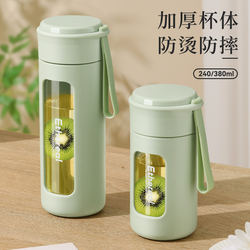 Glass Water Cup for Girls, High-Looking, Portable, Drop-Resistant, High-Temperature Resistant, 2026 New Model, Simple Office and Home Tea Cup