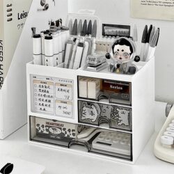 Desktop Storage Box Drawer-Type Student Pen Holder Office Workstation Storage Rack Acrylic Desk Stationery Organizer Box