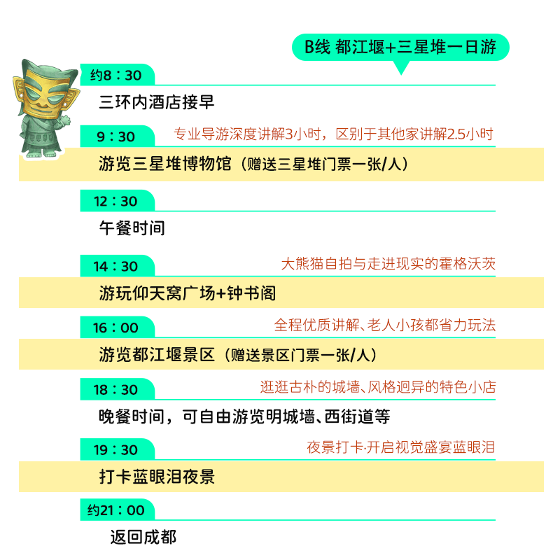 2-8人纯玩小团成都旅游都江堰熊猫基地三星堆博物馆深度1日游