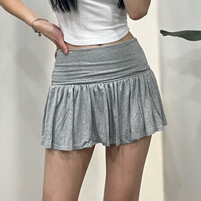 Summer high -waisted slimmer horn -shaped half -body mini skirt female simple wild tight A -line pleated pants skirt