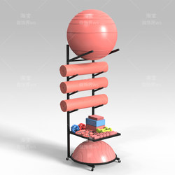 Yoga Mat Storage Basket with Wheels, Home Exercise Equipment Foam Roller Organizer, Fitness Equipment Storage Rack