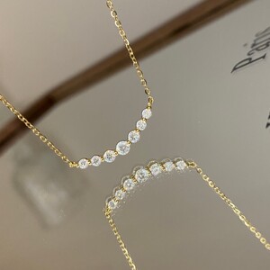
Fine Flash Mini Smile Moissanite Necklace Women's 925 Silver Gold Plated Exquisite Mini Seven Rows of Diamonds Clavicle Chain Ins Style