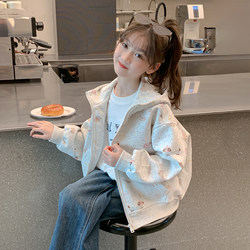 Girls' Spring Jacket 2026 New Stylish Children's Clothing Girl's Clothes Hooded Fashionable Sweet Children's Top Spring