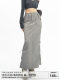 APEA American retro H-shaped design pleated bag work skirt spring and summer gray straight-slit long skirt