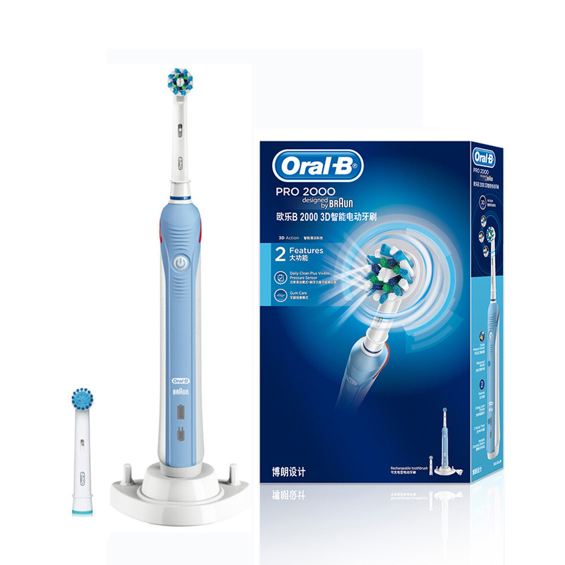 ORALB | ORAL-B 전동 칫솔 P2000 음파 소형 둥근 머리 성인 모델 자동 회전 가정용 충전식-