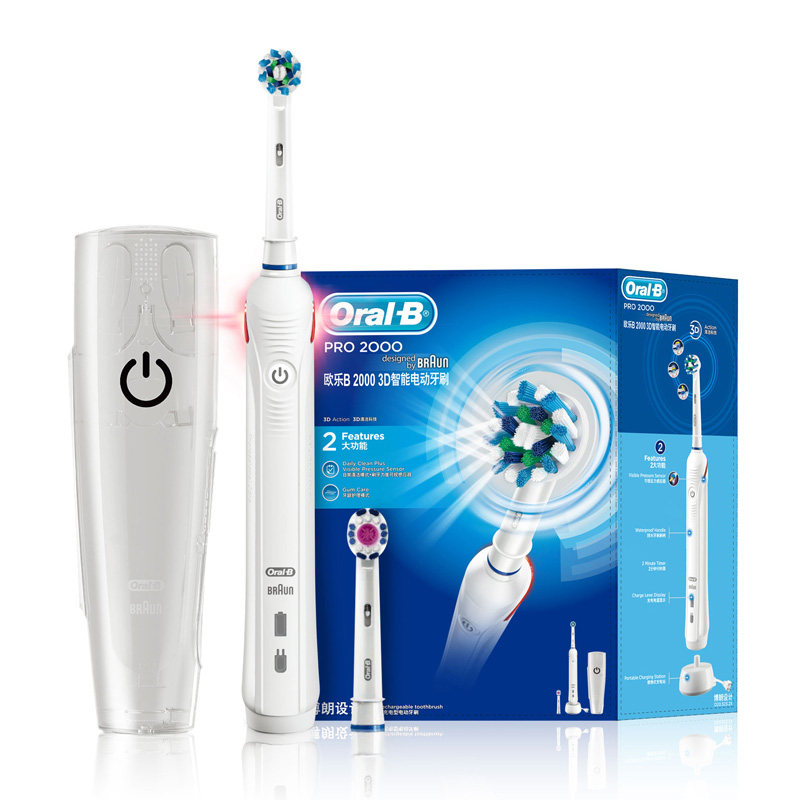 ORALB | ORAL-B 전동 칫솔 P2000 음파 소형 둥근 머리 성인 모델 자동 회전 가정용 충전식-
