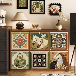 Vintage-Style Storage Box, Kalek Grid Cabinet, Non-Rattan Storage Box, Organizing Box, Fabric Storage Basket, Utility Room