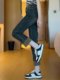 Two buckle stitching contrasting color stick pants Spring and autumn new high -waisted retro straight jeans women's thin cigarette pipe pants