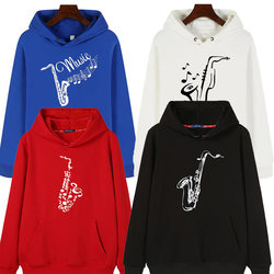 Autumn and Winter Saxophone Enthusiasts Classical Music Jazz Saxophone National Trend Band Musical Instrument Long-Sleeved Hooded Sweatshirt