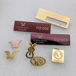 Vienna Hotel Badge, Magnetic Name Tag, Company Emblem, Employee Uniform Badge, Brooch, Clothing Logo Label