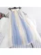 Color-blocked gauze skirt new high-waisted slim A-line large sway contrasting mesh fluffy skirt mid-length skirt women's long skirt
