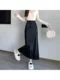 American retro suede skirt high-waisted slim flocking long skirt autumn and winter versatile zippered deerskin velvet fishtail skirt