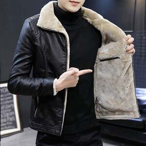
Velvet thickened genuine leather jacket for men in autumn and winter high-end lamb fur all-in-one men's leather jacket