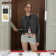 UNIFREE simple knitted cardigan sleeveless vest two-piece miu-style dressing high-zhishen slim fit top
