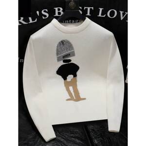 
Korean style round neck men's knitted sweater 2025 autumn and winter new pullover jacquard sweater fashion casual base