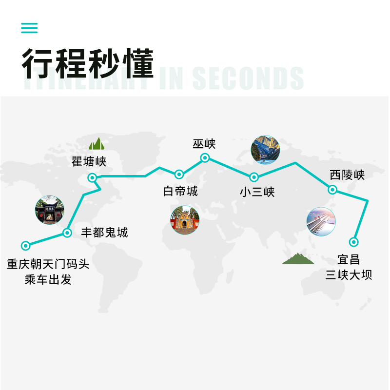 重庆宜昌长江三峡观光游轮单程3日往返4日游长江三峡游轮旅游船票