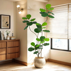 Artificial Ficus Lyrata Potted Plant, Large Indoor Bionic Green Plant Decoration, Living Room Light Luxury Decorative Flower, Fake Tree
