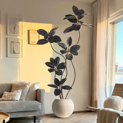 Artificial Green Plant Black Rubber Tree Indoor Living Room Large Potted Plant High-End Light Luxury Simulated Fake Tree Plant Decoration