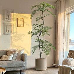 Simulated Green Plants, High-End Light Luxury Living Room Decoration, Floor-Standing Ornaments, Indoor High-End Bionic Jacaranda Fake Flower Tree Potted Plants