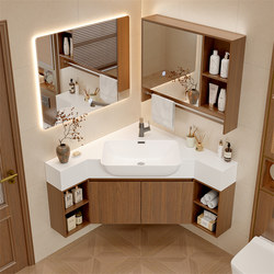  Log Style Corner Bathroom Cabinet Airplane Basin Small Apartment Bathroom Corner Washbasin Cabinet Combination
