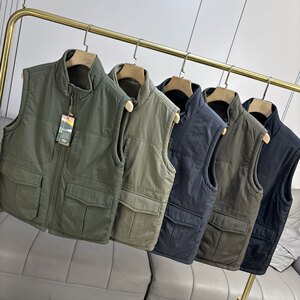 
Double-sided wear + windproof and waterproof, men's outdoor stand collar work suit vest plus velvet thermal vest vest vest vest vest jacket