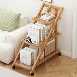 Movable Foldable Bookshelf Storage Rack Children's Storage Rack Household Trolley with Wheels Floor-Standing Simple Multi-Layer Bookcase