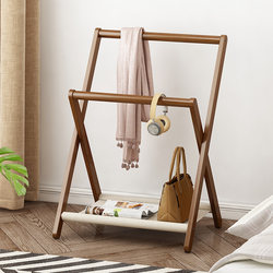 Bedside Coat Rack, Floor-Standing Small Solid Wood Bedroom Temporary Clothing Storage for Nighttime Use, Nordic Style Clothes Rack for Home Use