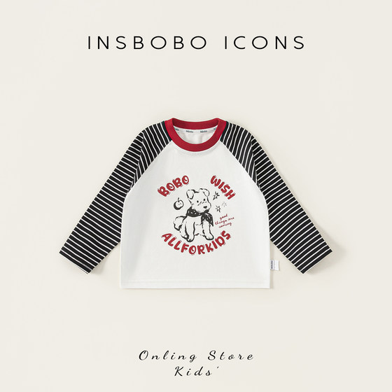 
INSbobo children's long-sleeved T-shirt 2026 spring children's clothing boys new baby spring clothing girls super nice tops
