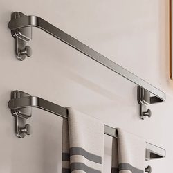 Suction Cup Towel Rack Foldable Bathroom No-Drill Towel Bar Single Rod Storage Rack Wall-Mounted Bathroom Organizer