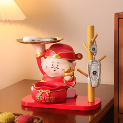 Festive God of Wealth Figurine, Multifunctional Entryway Key Holder, Living Room Desktop Decoration, New Home Housewarming Gift