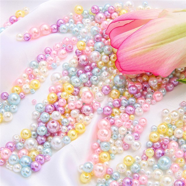 
Candy color ABS straight hole imitation pearl bracelet beading material Handmade DIY homemade earring necklace jewelry matching
