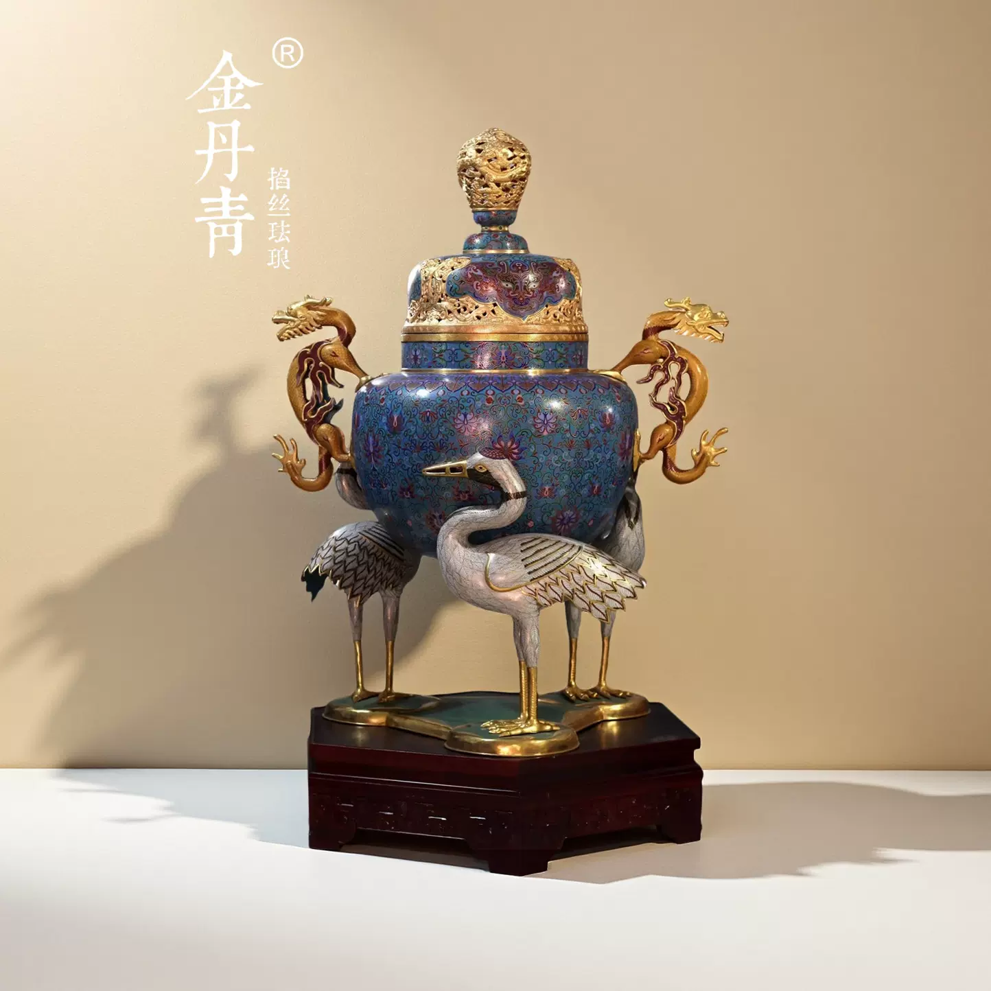 景泰藍 銅胎掐絲琺瑯彩牡丹紋香爐 香道具 骨董品 景泰藍銅胎掐絲琺瑯彩