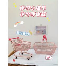 ins Wind Mini Souvenir Basket Storage Basket Pink Creative Camping Picnic Basket Trolley Snacks