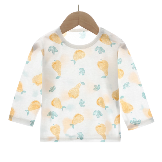 
Baby pure cotton long-sleeved T-shirt children's air-conditioned home clothes summer boys and girls tops single piece boneless baby thin pajamas