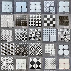 Classic Colorful Internet-Famous Black and White Small Tiles 300X300 Bathroom Kitchen Floor Tiles Balcony Wall Tiles Non-Slip Tiles