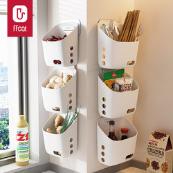Onion, Ginger, and Garlic Storage Box, Wall-Mounted, No-Drill, Multifunctional Kitchen Shelf, Ginger and Garlic Storage Basket, Hanging Basket Organizer