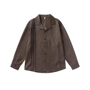 
Old money style Cuban collar denim shirt for men spring 2026 new textured off-shoulder long-sleeved shirt jacket price control