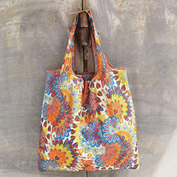 Cartoon Medium-Sized Supermarket Shopping Bag, Eco-Friendly Bag, Fashionable Tote Bag, Grocery Bag, Foldable, Portable, Waterproof Nylon Bag