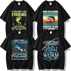 Fishing Enthusiast Graphic Print Outdoor Fishing Lure Short-Sleeve T-Shirt Clothing Half-Sleeve Base Layer Cultural Shirt