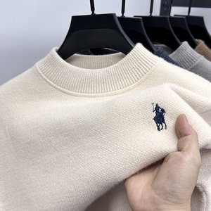 
High-end integrated velvet Chenille sweater for men with plush velvet thickened warm half-high neck winter pullover knitted base shirt