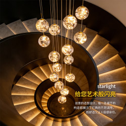 Stairwell Chandelier Duplex Modern Minimalist Loft Apartment Open Living Room Chandelier Rotating Hollow Staircase Chandelier
