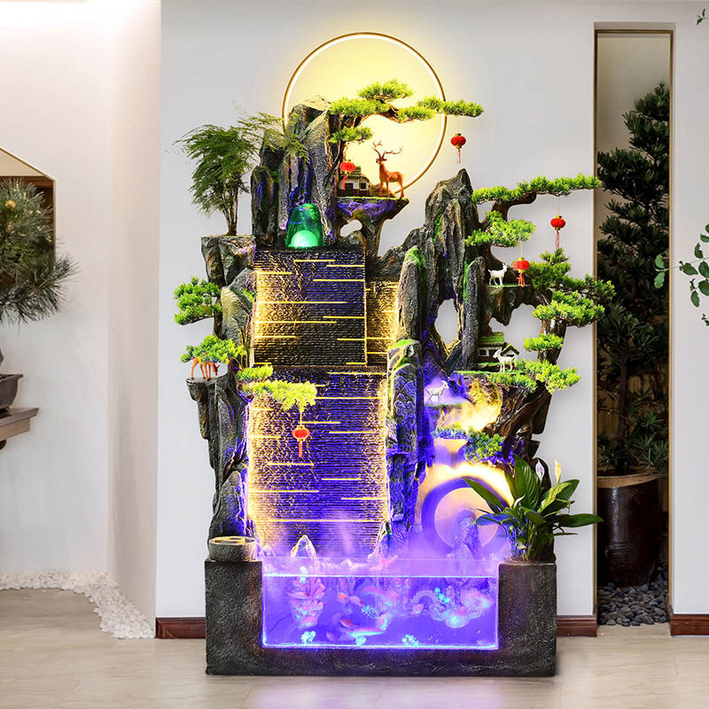Large Rockery Flowing Water Floor-to-Ceiling Fountain - Indoor Entrance ...