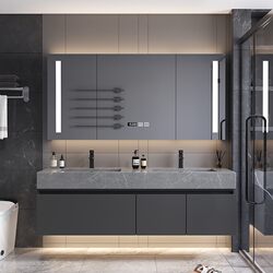 Light Luxury Slate Integrated Double Basin Bathroom Cabinet Bathroom Set Combination Washbasin Washbasin Smart Simple Washbasin