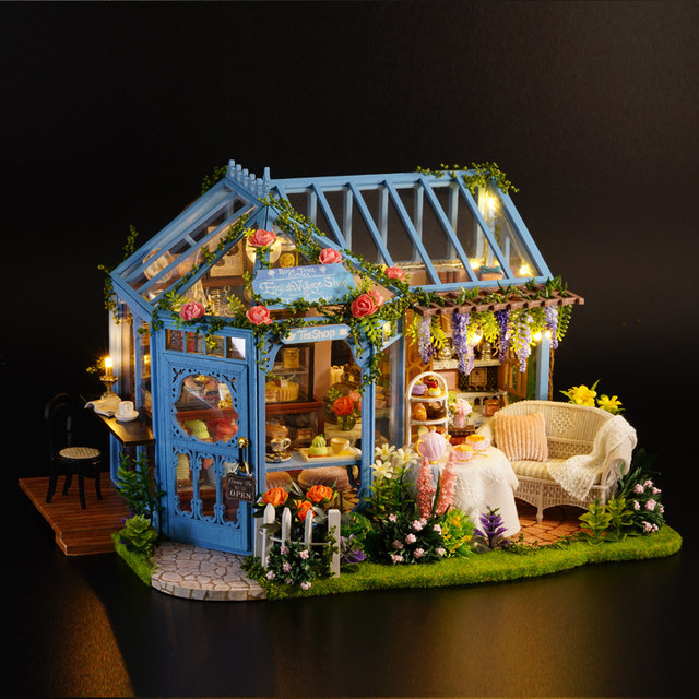 diy hut handmade rose garden tea house house villa miniature scene ...