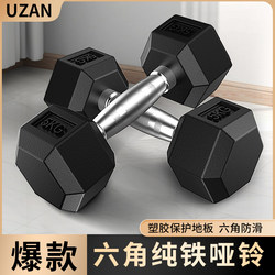 Pure Iron Hexagonal Dumbbells for Men's Gym, Home Use, Professional Solid Cast Iron, Pure Steel, Electroplated Metal, Heavy Weight