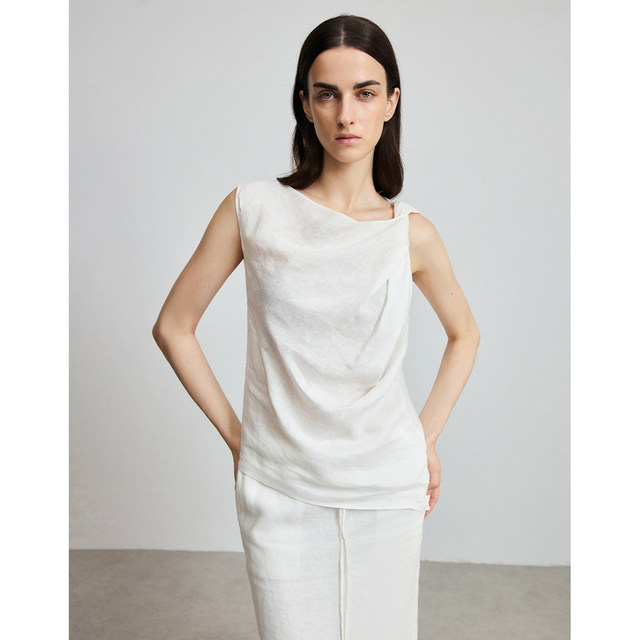 CHICC3 heavyweight light and cool linen Jingshe style handmade knot-shaped sleeveless top