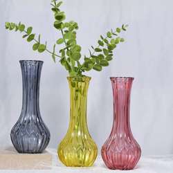 Scandinavian Simple Transparent Glass Vase ins Colorfulful Small Mouth Vase Flowers Home Decoration Ornaments Flower Arrangement Vessel