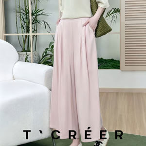 TCREER Guan Shang Yue White Linen White Wide Leg Pants Women's Summer Pressed Drape Casual Pants